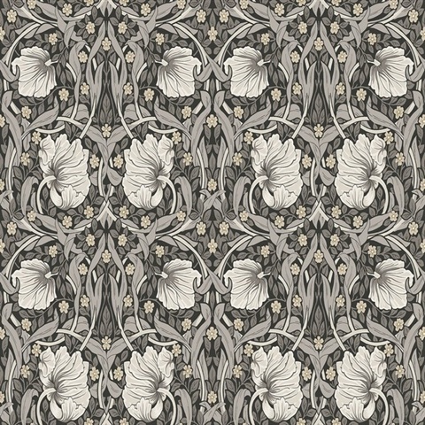 Pimpernel Floral Floral Charcoal & Pearl Grey Peel and Stick Wallpaper