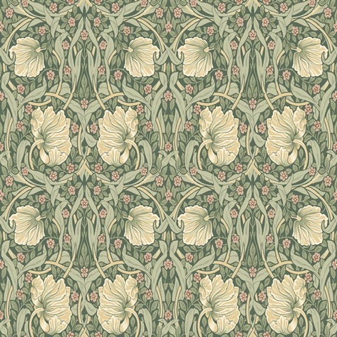 Pimpernel Floral Floral Gardenia & Sage Peel and Stick Wallpaper