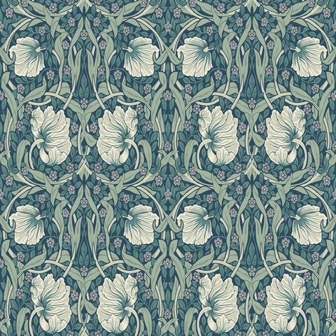 Pimpernel Floral Floral Teal & Sandstone Peel and Stick Wallpaper