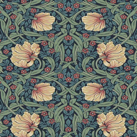 Pimpernel Garden Floral Bluestone & Clay Peel and Stick Wallpaper