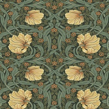 Pimpernel Garden Floral Meadow Green & Amber Peel and Stick Wallpaper