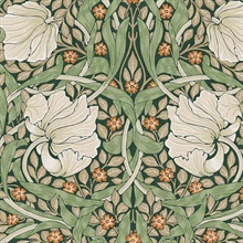 Pimpernel Green Victorian Floral Acanthus Wallpaper