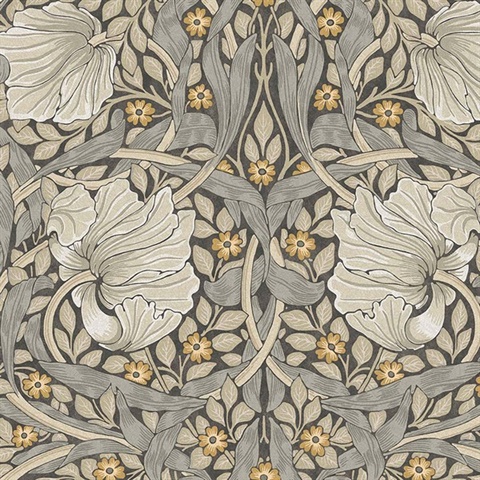 Pimpernel Grey Victorian Floral Acanthus Wallpaper