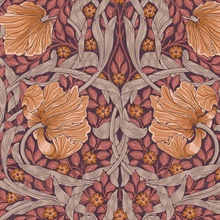 Pimpernel Purple & Orange Victorian Floral Acanthus Wallpaper