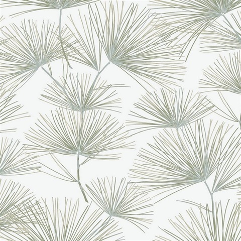 Pine Needles Botanical Aloe Green Peel and Stick Wallpaper