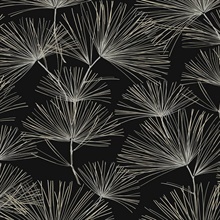 Pine Needles Botanical Ebony & Pavestone Peel and Stick Wallpaper