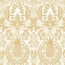 Pineapple Damask Gold Wallpaper