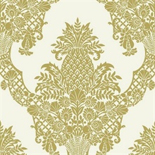 Pineapple Metallic Wallpaper Gold Damask Metallic Wallpaper