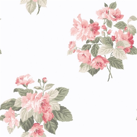 Pink Classic Large Floral Bouquet Wallpaper