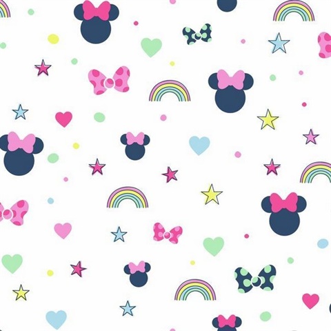Pink Disney Minnie Mouse Rainbow Wallpaper