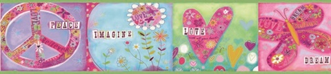 Pink Lennon Pink Imagine Peace Block Border