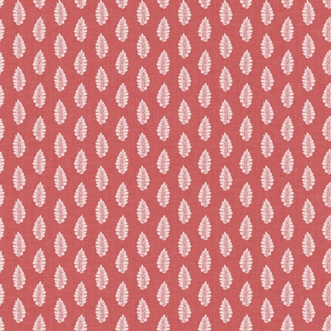 Pink Modern Leaf Stripe On Linen Wallpaper
