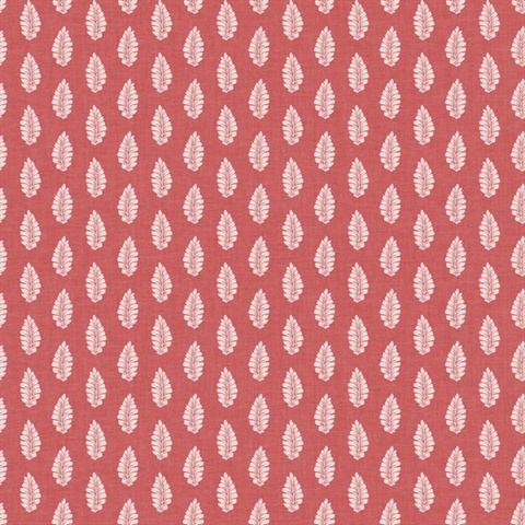 Pink Modern Leaf Stripe On Linen Wallpaper