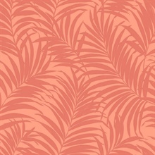 Pink & Orange Commercial Tropical Palm Leaves Wallpaper