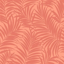 Pink & Orange Commercial Tropical Palm Leaves Wallpaper