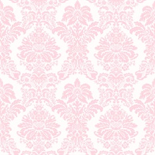 Pink Pastel Princess Damask Commercial Wallpaper
