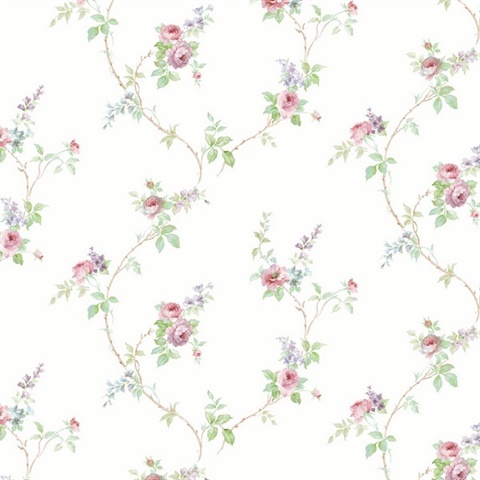 Pink & Purple Wedding Petite Floral Trail Wallpaper