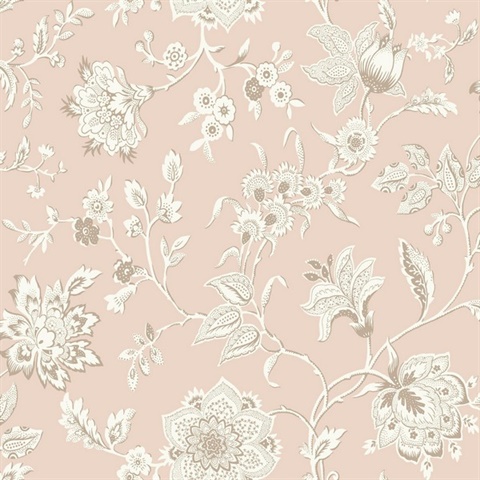 Pink Sutton Floral Branch Wallpaper