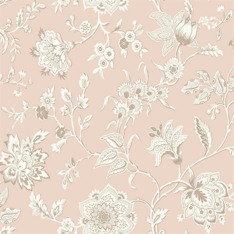 Pink Sutton Floral Branch Wallpaper