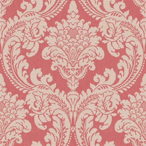 Pink Tapestry Acanthus Damask Wallpaper