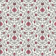 Pink Vintage Blooms French Leaf & Petals Wallpaper