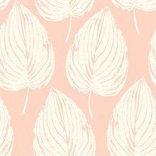 Pink & White Commercial Large Leaf Wallpaper