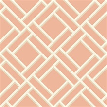 Pink, White & Grey Geometric Block Trellis Wallpaper