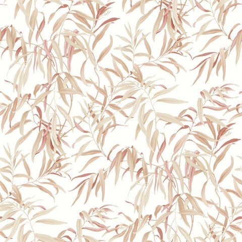 Pink Willow Leaf Wallpaper