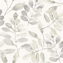 Pinnate Taupe Leaves Wallpaper