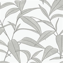 Pinstripe Leaf Trail Botanical Greystone Peel and Stick Wallpaper