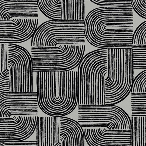 Piper Silver Sea Modern Art Deco Geometric  Wallpaper