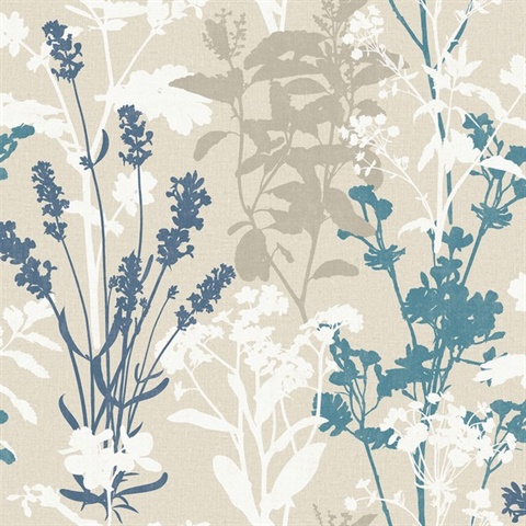 Pippin Blue Wild Flowers Wallpaper