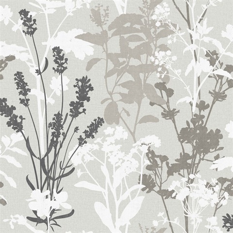 Pippin Grey Wild Flowers Wallpaper