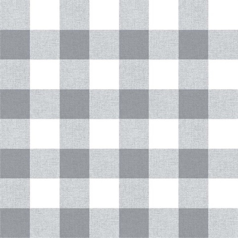 Plaid Picnic Plaid Grey & White Peel and Stick Wallpaper