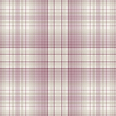 Plaid Plum, Cream & Taupe Wallpaper