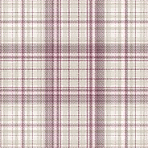 Plaid Plum, Cream & Taupe Wallpaper