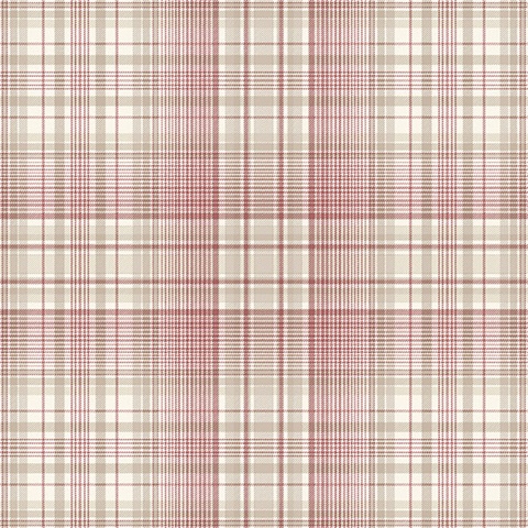 Plaid Red, Taupe & Cream Wallpaper