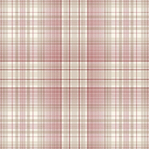 Plaid Red, Taupe & Cream Wallpaper