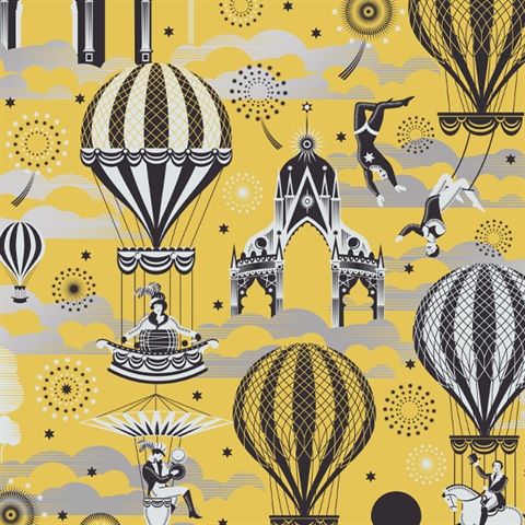 Pleasure Gardens - Mustard & Silver colourway wallpaper