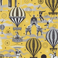 Pleasure Gardens - Mustard &amp; Silver colourway wallpaper