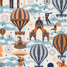 Pleasure Gardens - Tangerine Dream colourway wallpaper