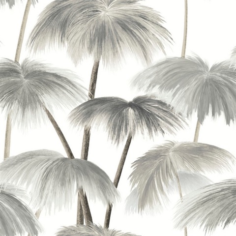 Plein Air Palms Black & White Wallpaper