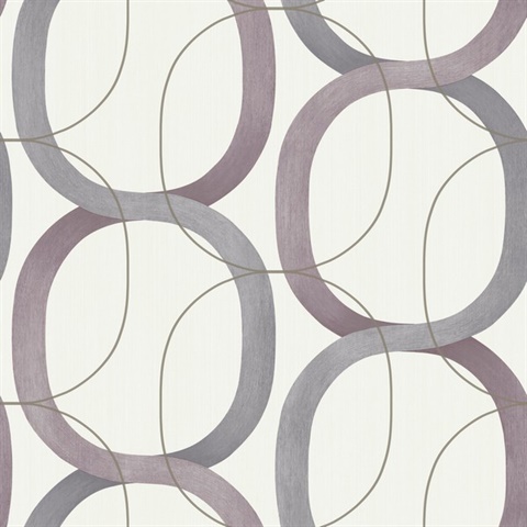 Plum Interlock Geometric Chain Trellis Wallpaper