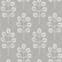 Plum Tree Grey Botanical Wallpaper