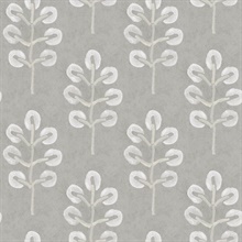 Plum Tree Grey Botanical Wallpaper