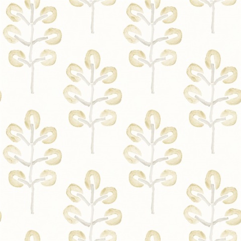 Plum Tree Yellow Botanical Wallpaper