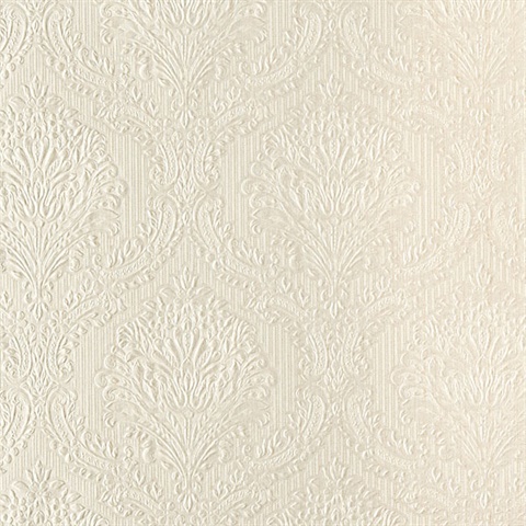 Poesy Champagne Damask Wallpaper