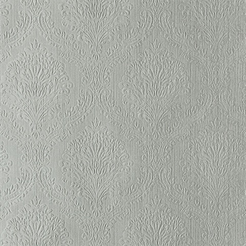 Poesy Grey Damask Wallpaper