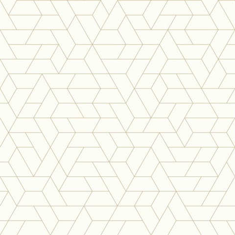 White & Gold Point of View Geometric Wallpaper