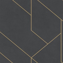 Pollock Black & Gold Gilded Geometric Textured Wallpaper